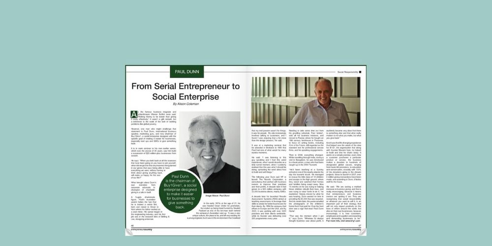 ENTREPRENEUR COUNTRY: FROM SERIAL ENTREPRENEUR TO SOCIAL ENTERPRISE